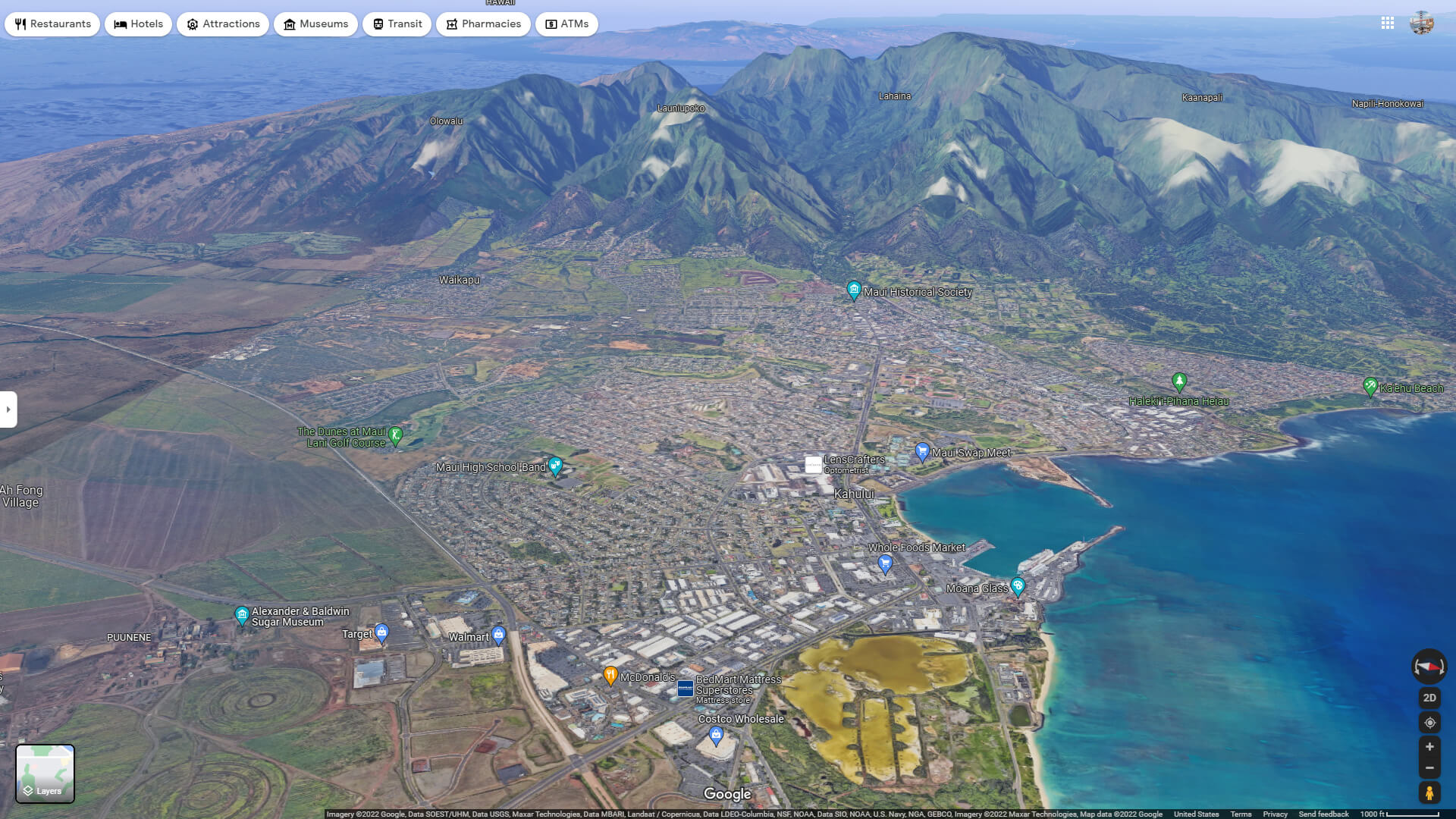 Wailuku Aerial Map Hawaii